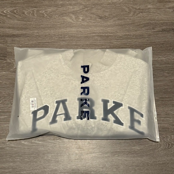 PARKE Nostalgia Varsity Mockneck Classic Grey + Denim NWT - Picture 3 of 9